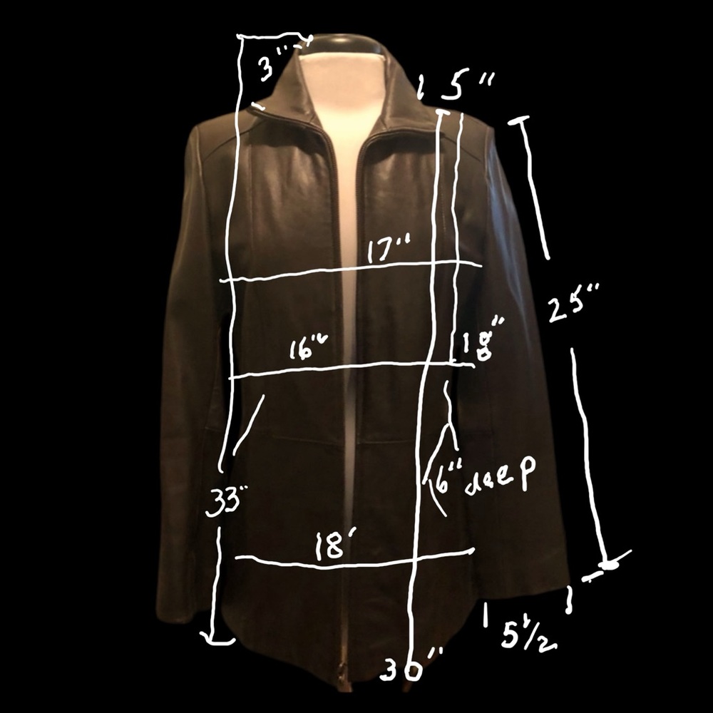 Lamb skin high quality dark brown soft leather - collared - zip front jacket - S - Picture 9 of 9